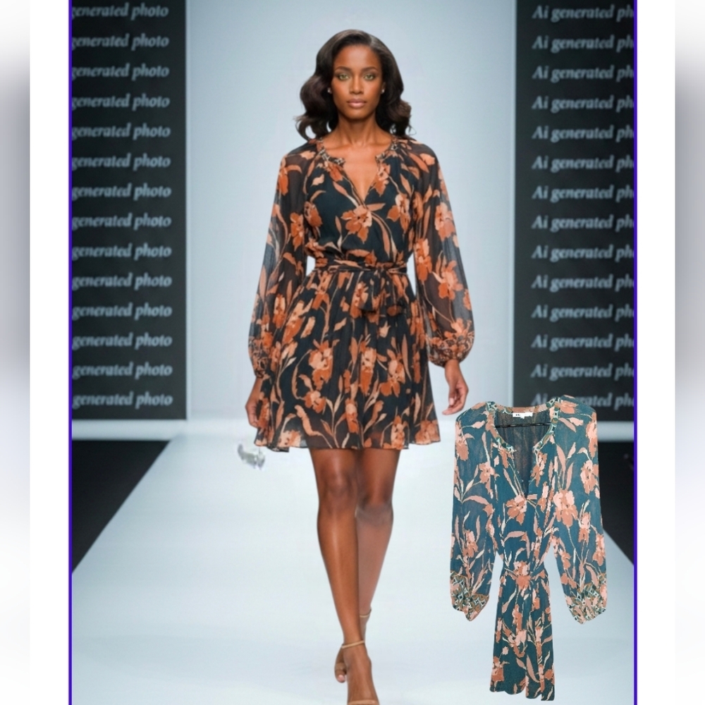 DR2 Teal and Orange Patterned Dress